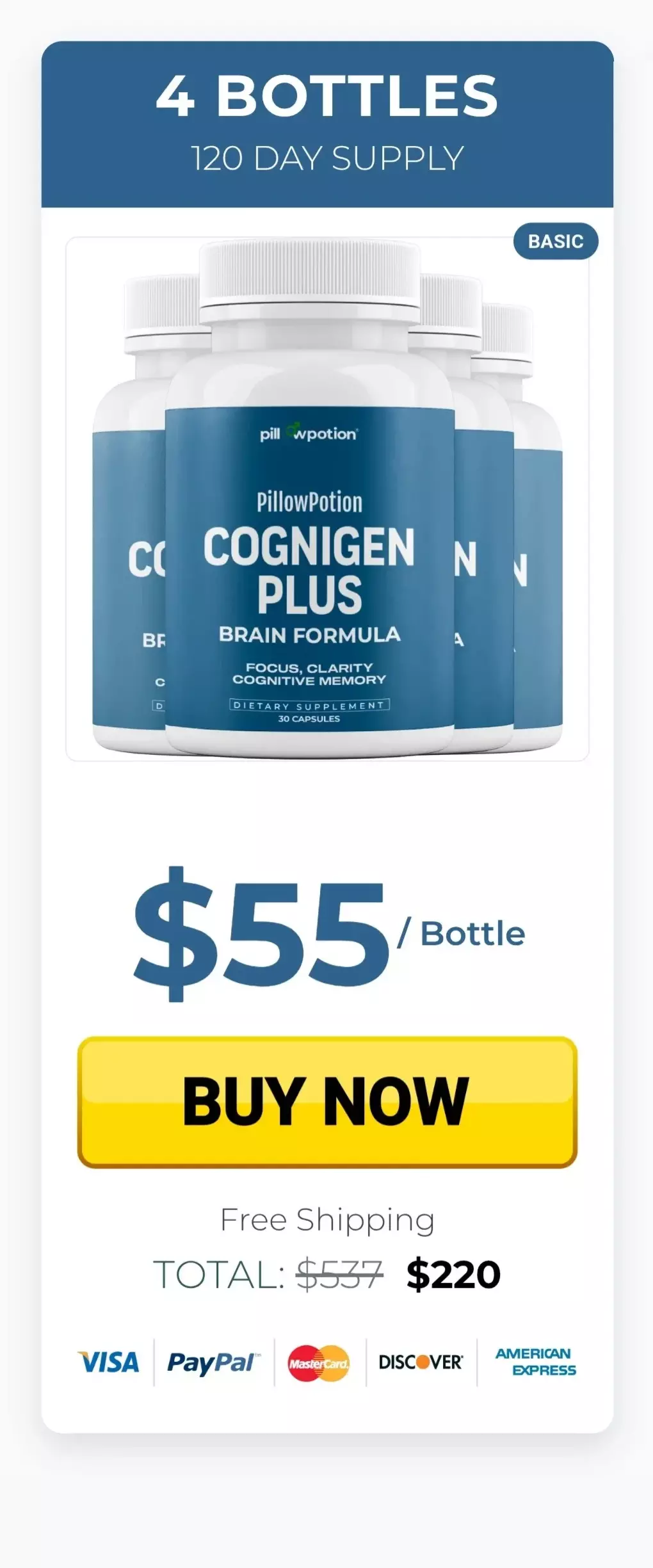 Cognigen Plus™ 4 bottles pricing
